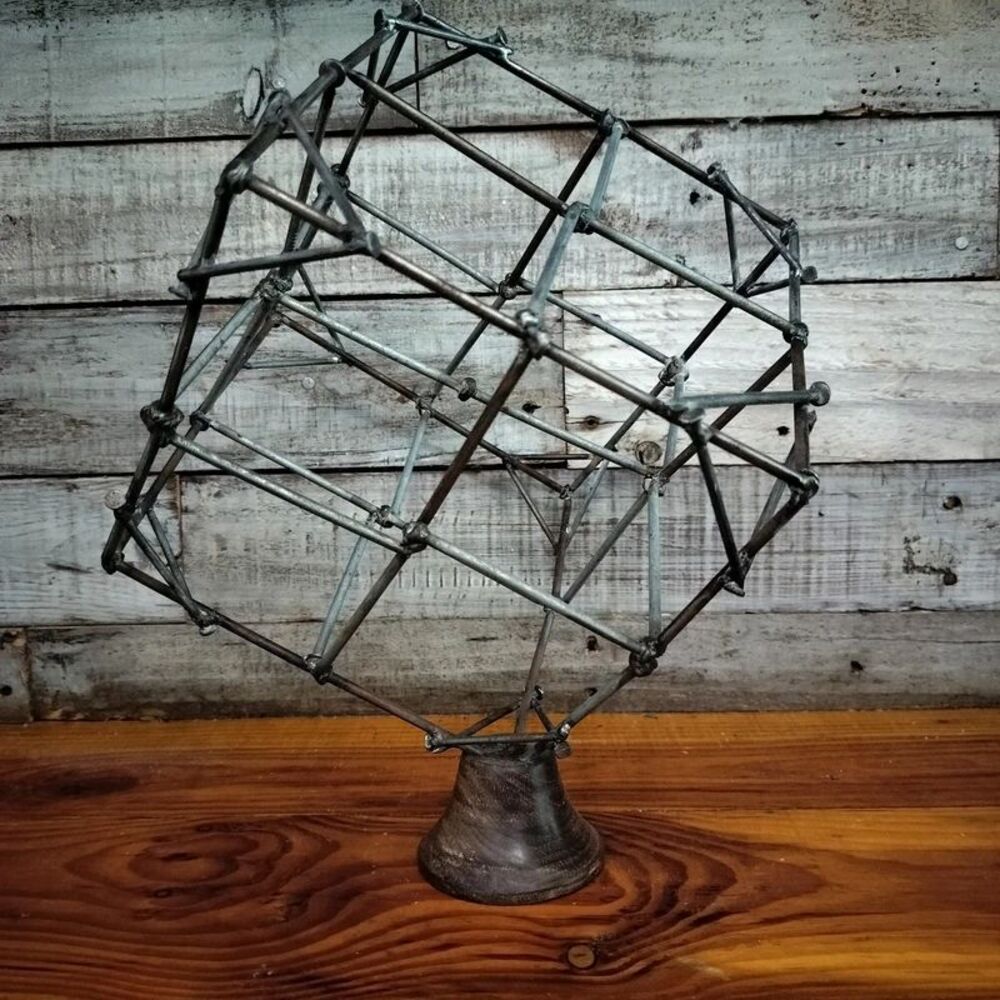 Handmade up cycled metal nail cube sculpture